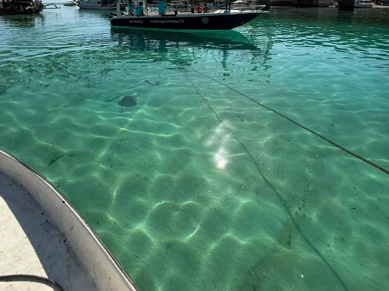 Calm turquoise water over the reef beside Nusa Lembongan