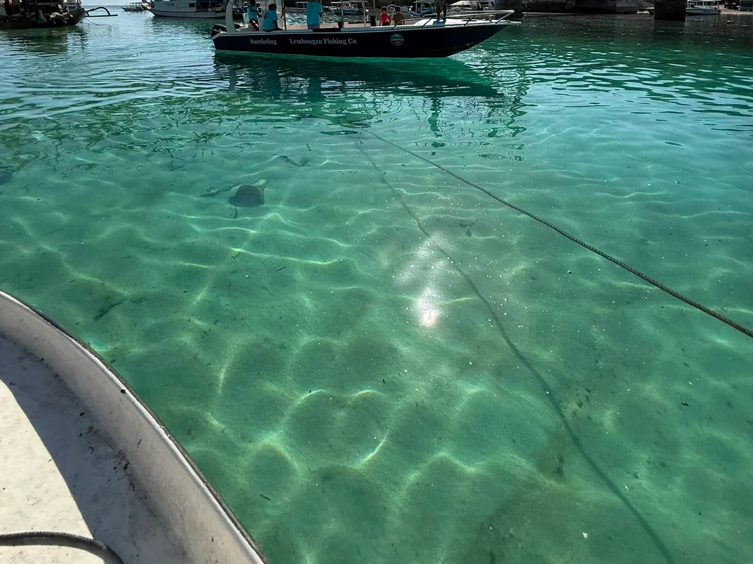 Calm turquoise water over the reef beside Nusa Lembongan